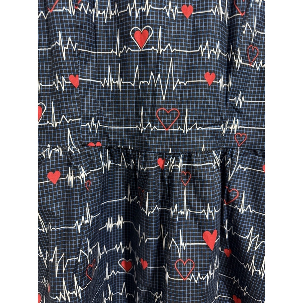 Retrolicious EKG Heart Beat Pattern‎ A-Line Dress Navy Blue Women's Size Large - Picture 8 of 8